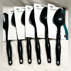 (6) NEW VOLLRATH 5284220 13" LONG BLACK NYLON HEAT RESISTANT SOLID ERGO SPOONS